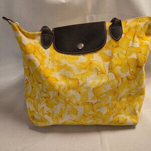 Longchamp Yellow Floral Fabric Tote
